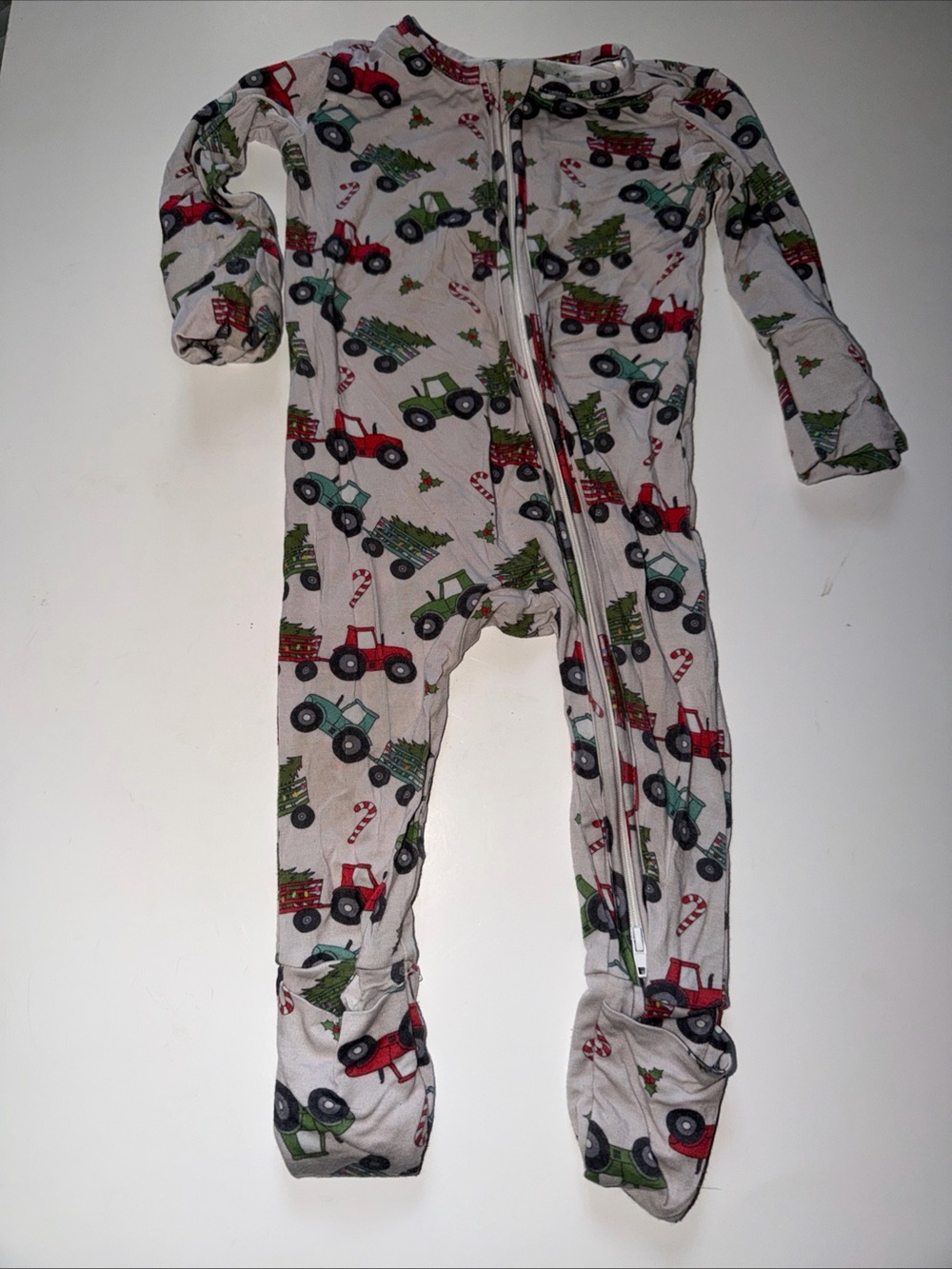Posh TOT Christmas Tractors  Bamboo Baby Zippy Romper Size 9-12M